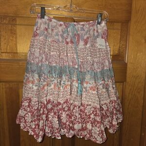 Free People Many Layers Mixed Print Tiered Cotton Skirt Size Small NWT